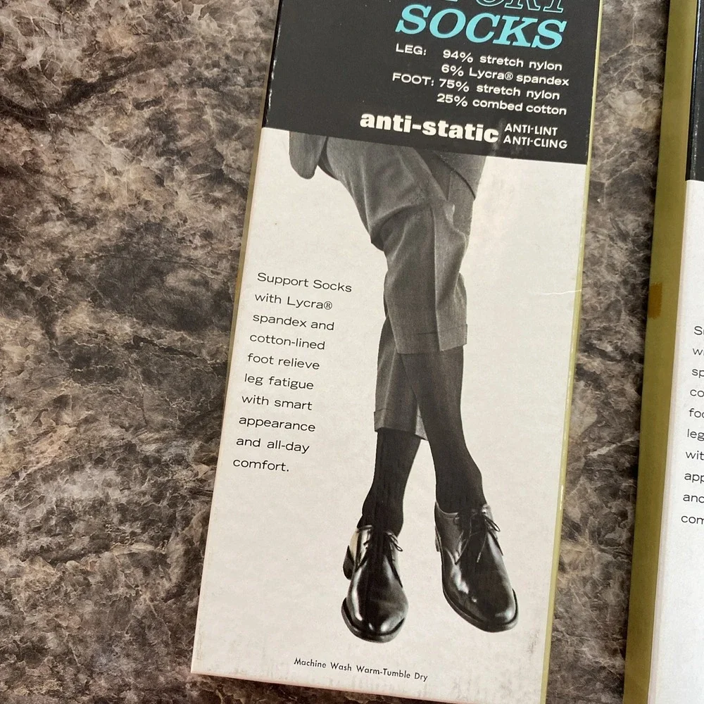 2 Vintage Montgomery Ward Support Socks Anti‎ Static Size Large New Rare